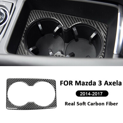 Anglies pluošto automobilių centrinės konsolės vandens puodelių laikiklio skydelio rėmo dekoravimo lipdukas, skirtas Mazda 3 Axela 2014-2017 automobilių priedams