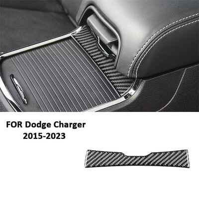Oglekļa šķiedras automašīnas centrālās rokas kārbas slēdžu paneļa apakšējā sānu apdares sloksnes dekorēšanas uzlīme Dodge Charger 2015-2023 automašīnu daļām