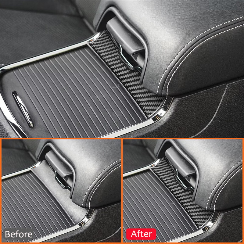 Fibră de carbon, cutie centrală de braț pentru mașină, panou comutator în jos, bandă decorativă laterală, autocolant pentru piese auto Dodge Charger 2015-2023