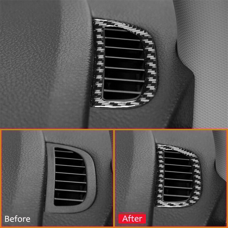 Süsinikkiust auto interjööri armatuurlaud vasakpoolne parem kliimaseadme väljalaskeava raami kaunistuskleebis Dodge JCUV 2011-2018 jaoks