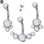 1vnt G23 titano bambos žiedas krištolo bambos auskarų vėrimas ombligo auskarų vėrimas pilvo žiedas seksualioms moterims kūno papuošalai 14G