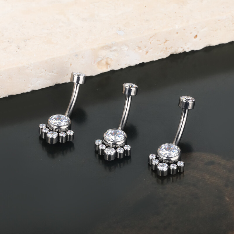 1vnt G23 titano bambos žiedas krištolo bambos auskarų vėrimas ombligo auskarų vėrimas pilvo žiedas seksualioms moterims kūno papuošalai 14G