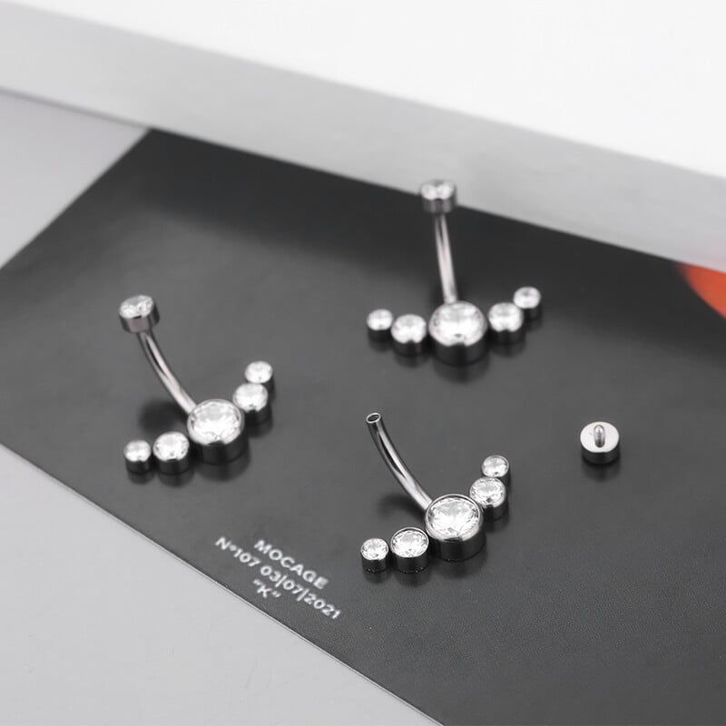 1vnt G23 titano bambos žiedas krištolo bambos auskarų vėrimas ombligo auskarų vėrimas pilvo žiedas seksualioms moterims kūno papuošalai 14G