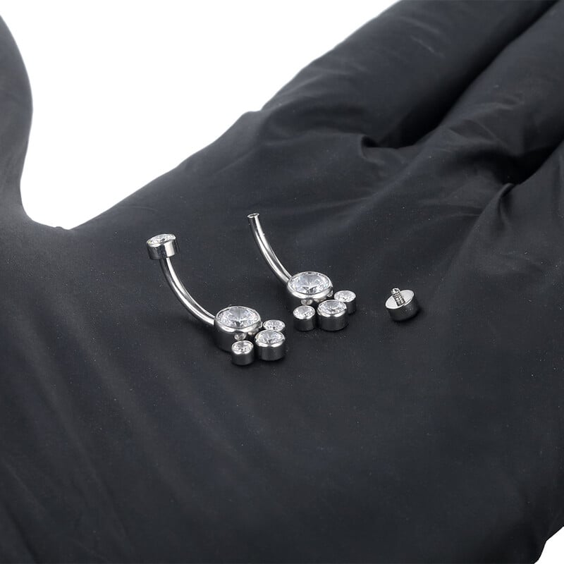 1vnt G23 titano bambos žiedas krištolo bambos auskarų vėrimas ombligo auskarų vėrimas pilvo žiedas seksualioms moterims kūno papuošalai 14G