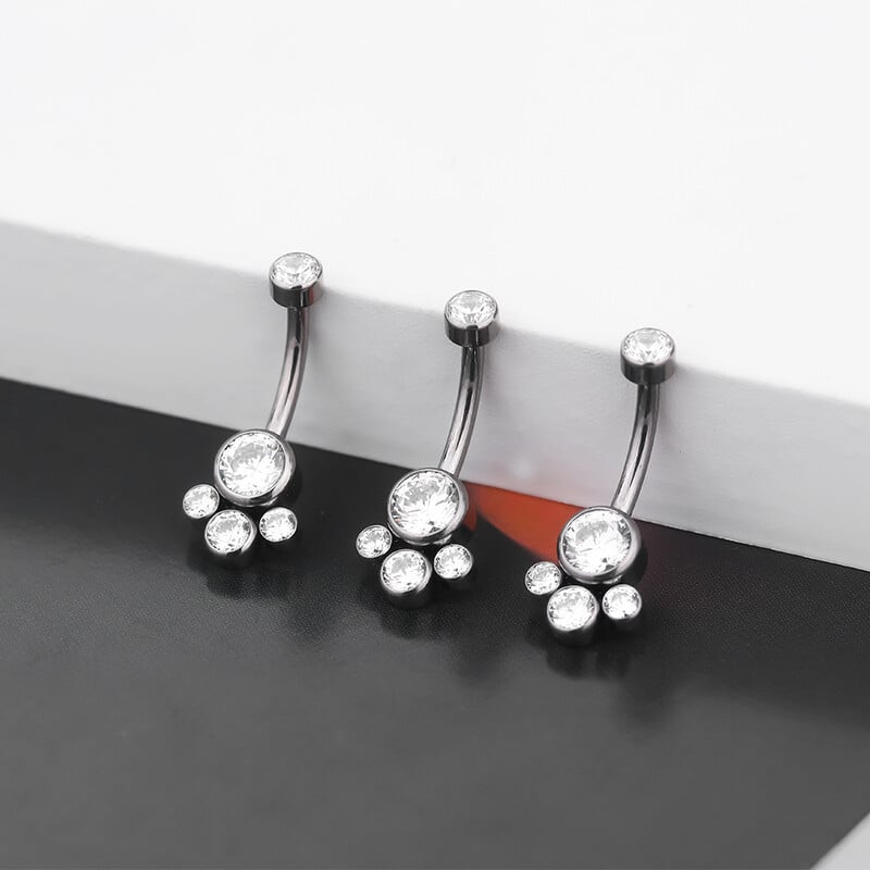 1vnt G23 titano bambos žiedas krištolo bambos auskarų vėrimas ombligo auskarų vėrimas pilvo žiedas seksualioms moterims kūno papuošalai 14G