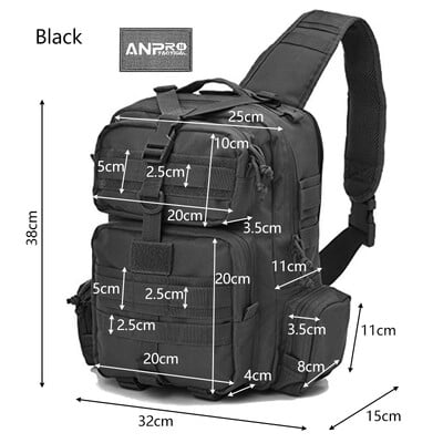 Tac Sling Bag, batoh cez rameno, útočná taška R-ange, poľovnícke príslušenstvo, puzdro na pištoľ, EDC turistický kempingový batoh, čierny