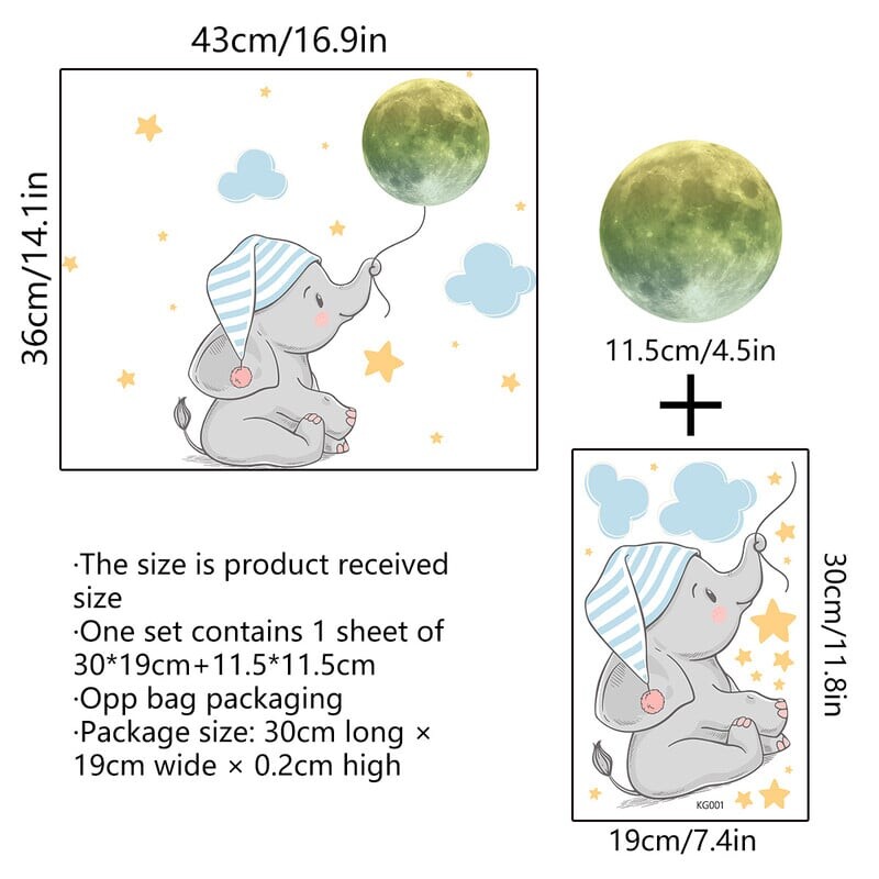 Autocolant luminos de perete Desene animat care strălucește în întuneric Autocolante de perete pentru camere de copii Dormitor Tavan Decor pentru casa Decalcomanii fluorescente