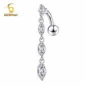 G23Titan dugi kristalni privjesak Viseće prstenje za pupak Ženski modni nakit 14G titanijski obrnuti zakrivljeni uteg piercing za pupak