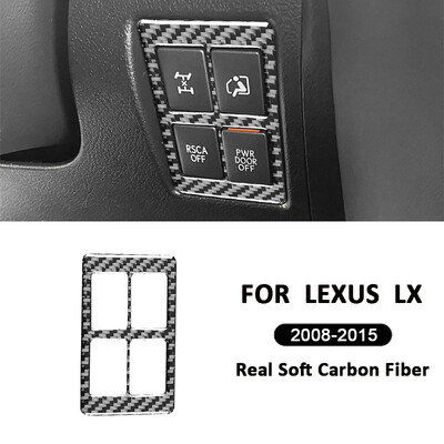 Lexus LX 2008-2015 piederumi Carbon Fiber Auto Driver Labās puses vadības paneļa pogas Vāka apdare Salona uzlīme