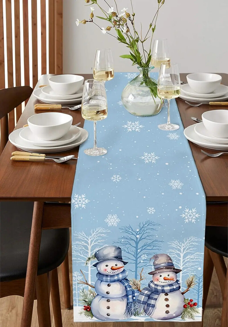 Om de zăpadă de Crăciun Ramă de copac din pădure Afecțiuni de masă din in Decor pentru nuntă Afecțiuni de masă de iarnă de Crăciun Decorațiuni de Crăciun