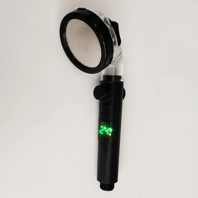 Temperatură Afișaj digital Cap de duș Negru 3 moduri Duză de pulverizare de înaltă presiune Duș sub presiune Ploaie Accesorii pentru baie