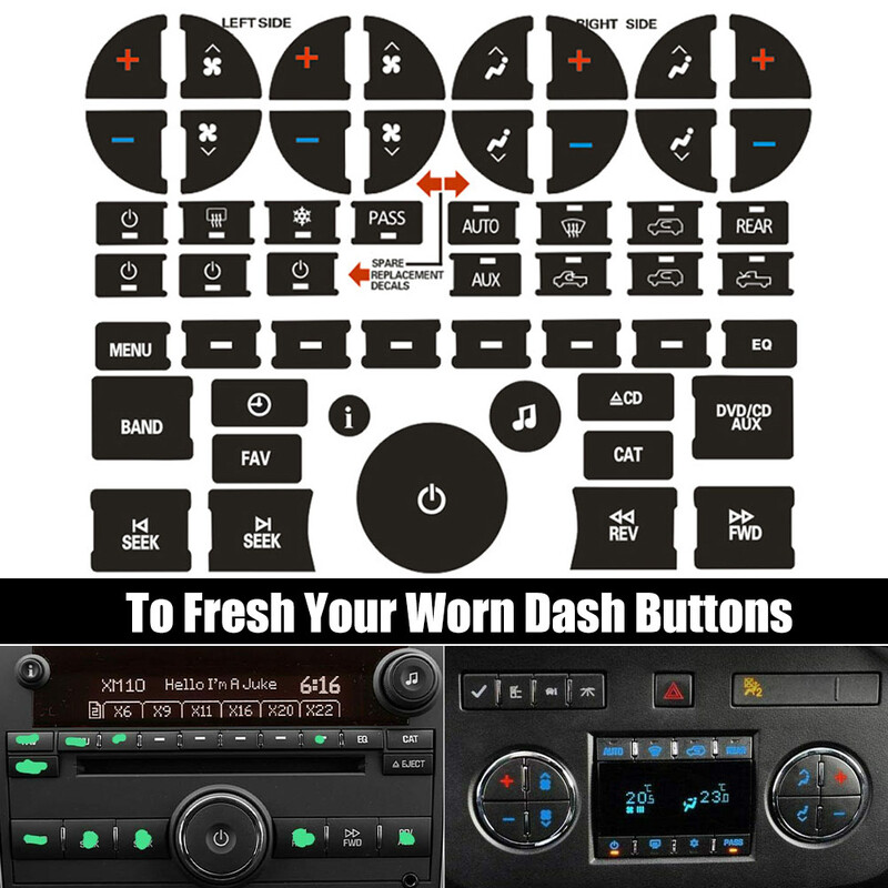 Automobilio radijo prietaisų skydelio valdymo mygtuko remonto lipdukai Dekoratyvinis lipdukas A/C mygtuko lipdukas GM Chevrolet priedo interjero dekoras