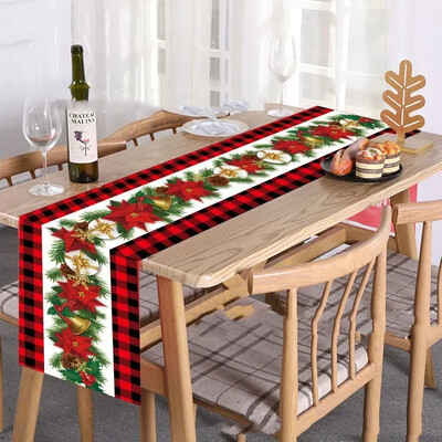 35cm*180cm Πολυεστέρας χριστουγεννιάτικη γιρλάντα Τραπέζι Runner ,Farmhouse Christmas Berries Pinecones Τραπέζι δρομέας για Διακόσμηση τραπεζιού κομοδίνας