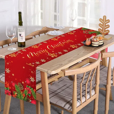 35cm*180cm Πολυεστέρας χριστουγεννιάτικη γιρλάντα Τραπέζι Runner ,Farmhouse Christmas Berries Pinecones Τραπέζι δρομέας για Διακόσμηση τραπεζιού κομοδίνας