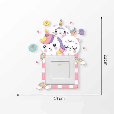 3D jednorog prekidač naljepnica crtani film dječje sobe svjetleće naljepnice poklopac prekidača zidna svjetiljka jednorog utičnica naljepnice ukras