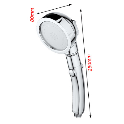 Kolm ühes kõrgsurve dušipea käeshoitav ON/OFF Pause Switc Gold 360 kraadi pöörleva 3 kiirusega reguleeritava dušipeaga