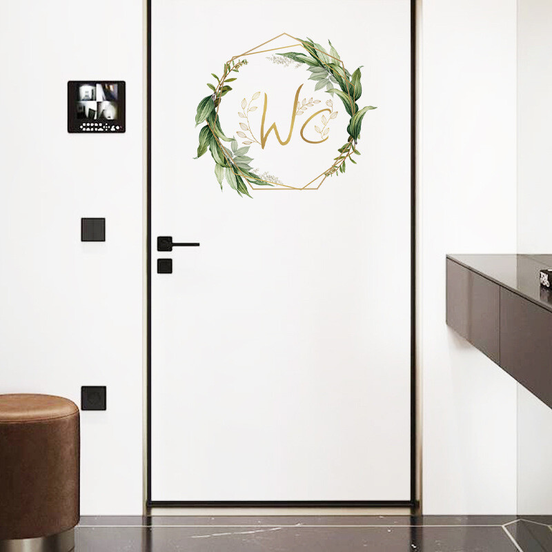 Flori bărbați și femei WC autocolant de perete pentru decorarea băii Decalcomanii din PVC pentru acasă Poster impermeabil Autocolante pentru uși Semn de toaletă