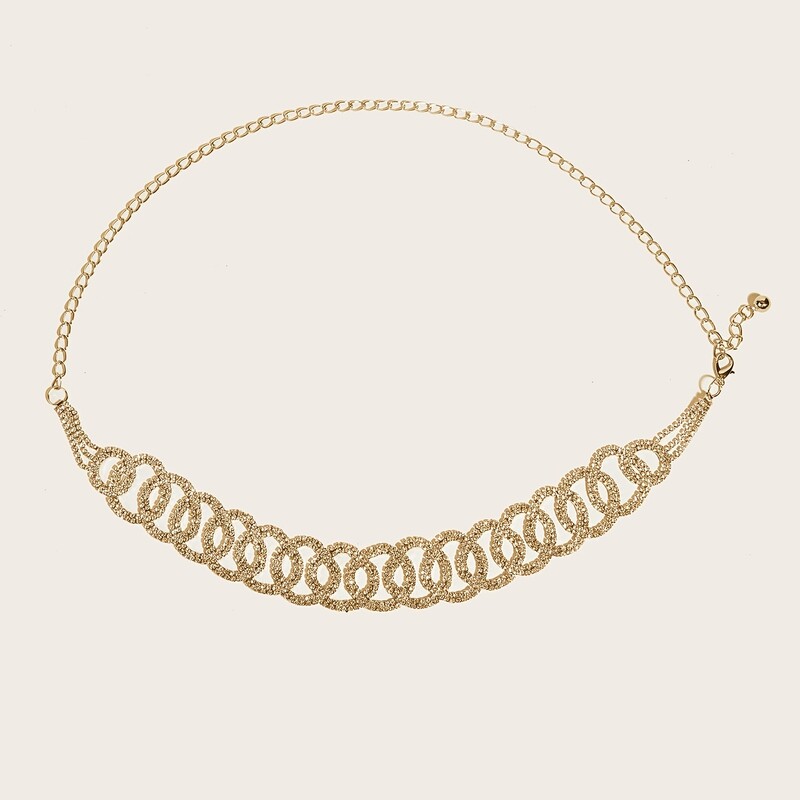 Esküvői teljes strassz kör dekor öv dupla kör derék üreges fém derékláncok Beach