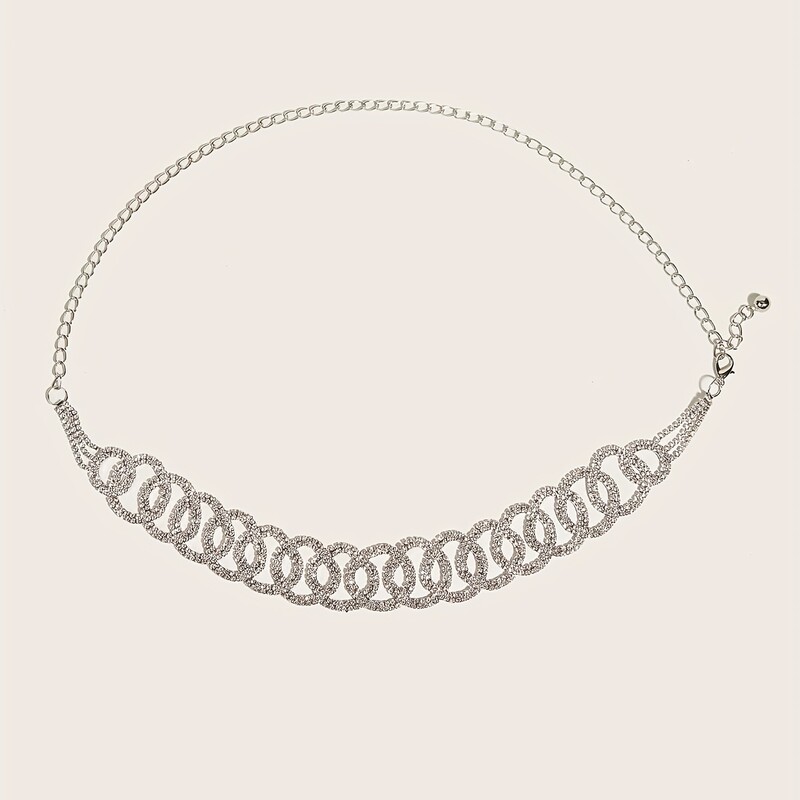 Esküvői teljes strassz kör dekor öv dupla kör derék üreges fém derékláncok Beach