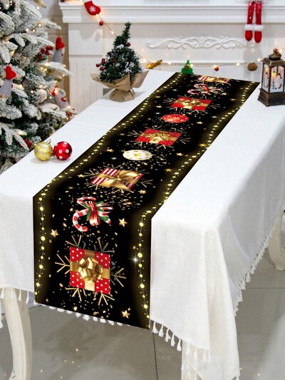 Boldog karácsonyt Diótörő nyomtatott vászon asztali futó karácsonyi parti dekoráció Téli újév ünnep asztali futó karácsonyi dekoráció
