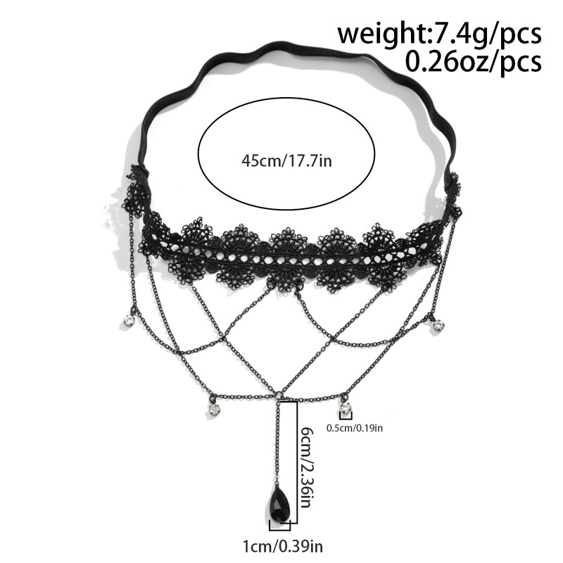 IngeSight Z Gothic Black Lace Elastic Band Stehenná retiazka Trendová sieťovaná kovová retiazka na nohu Dámske letné plážové telové šperky