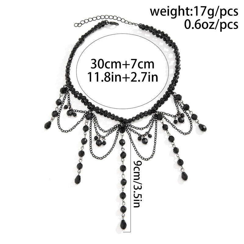 Lacteo Gothic Crystal Bojt Choker fekete gyöngyök kézzel készített szál nyaklánc többrétegű bájos nyaklánc női lányoknak ékszerek új