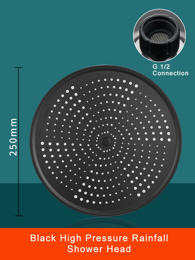 10-инчова слушалка за дъждовен душ под налягане, голям таван, водна струя отгоре, душ глава за баня може да се върти, регулира се лесно за почистване