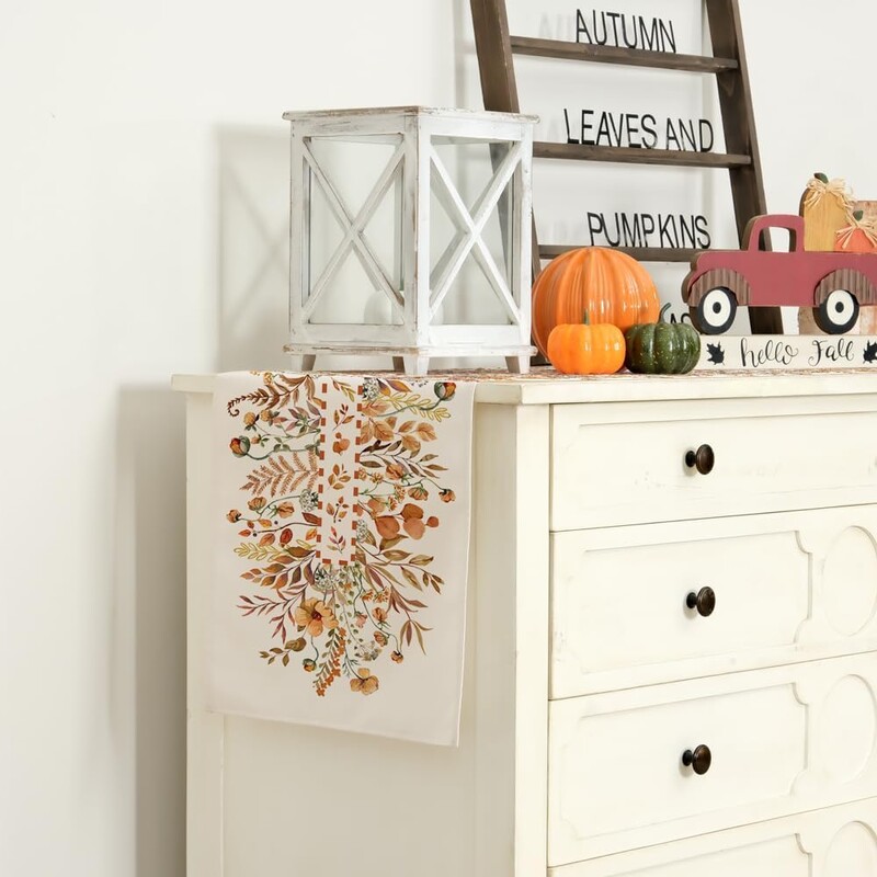 Őszi hálaadás ágynemű asztali futó komód sál őszi vadvirág levelek virágos asztali futó konyhai parti étkezőasztal dekoráció