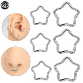 1 db Titanium Star Daith fülbevaló kagyló Helix Septum Piercing Clicker szegmens orrgyűrű Helix Rook fülpiercingek női ékszerek 16G