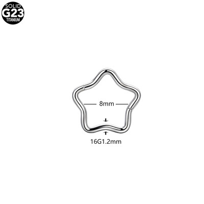 1 db Titanium Star Daith fülbevaló kagyló Helix Septum Piercing Clicker szegmens orrgyűrű Helix Rook fülpiercingek női ékszerek 16G