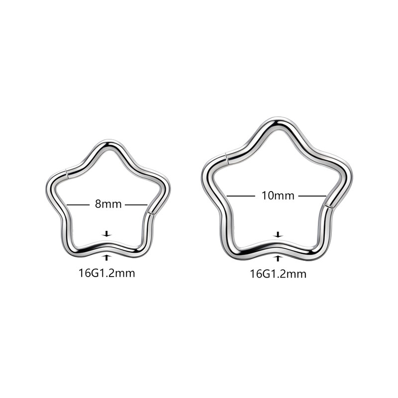 1 db Titanium Star Daith fülbevaló kagyló Helix Septum Piercing Clicker szegmens orrgyűrű Helix Rook fülpiercingek női ékszerek 16G