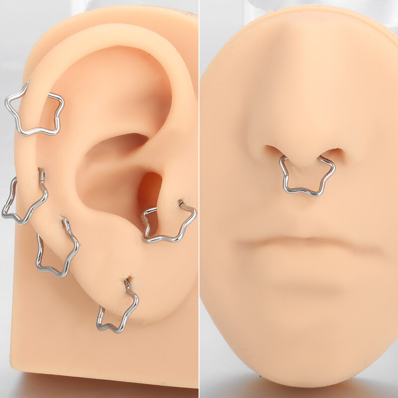 1 db Titanium Star Daith fülbevaló kagyló Helix Septum Piercing Clicker szegmens orrgyűrű Helix Rook fülpiercingek női ékszerek 16G
