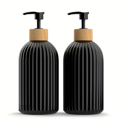 2 buc/set 500 ml dozator de sapun din plastic/pompa din bambus reincarcabila baie sampon lotiune vase de bucatarie recipient sticle goale