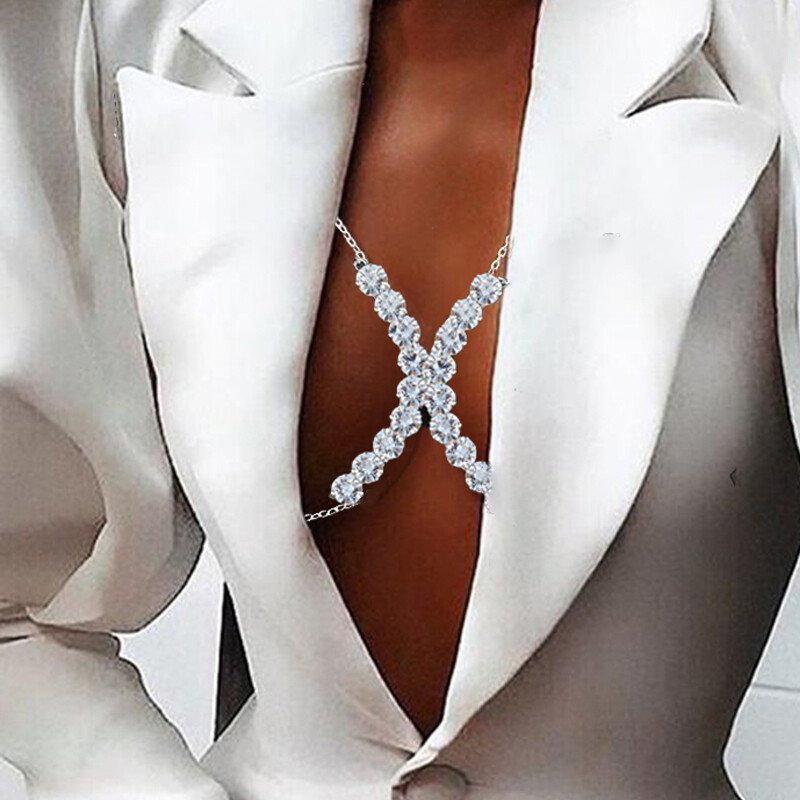 Stonefans melltartó melltartók lánc testékszerek női fehérneműk strassz új testlánc fehérnemű hám Bikini Rave Party