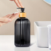 1db műanyag szappanadagoló fürdőszobai bambusz szivattyús konyhai kézi szappanadagoló fürdőszobai