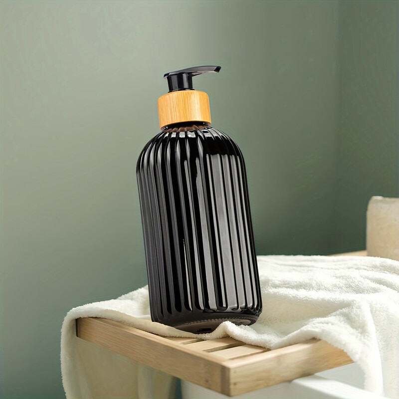 1db műanyag szappanadagoló fürdőszobai bambusz szivattyús konyhai kézi szappanadagoló fürdőszobai