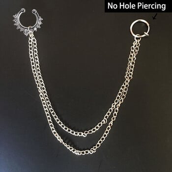 1 ΤΕΜ Personality Nose Cuff Fake Septum Nose Ring Helix Σκουλαρίκια Στολίδια προσώπου Cz Zircon Body Chain Non Piercing Gothic Jewelry