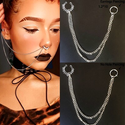 1PC Personality Nose Manžeta Lažni nosni prsten Helix Naušnice Ukrasi za lice Cz cirkonski lančić za tijelo Gotički nakit bez piercinga