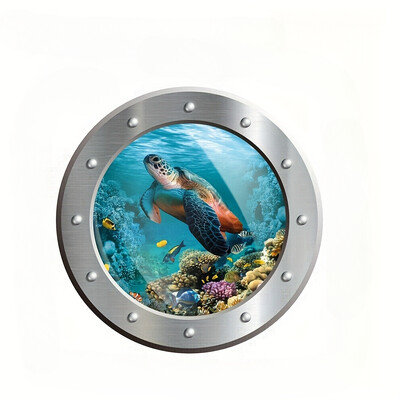 Sea World 3D teknős vécé matricák öntapadós levehető fürdőszobai falra matricák vízálló WC fedél WC matrica lakberendezés