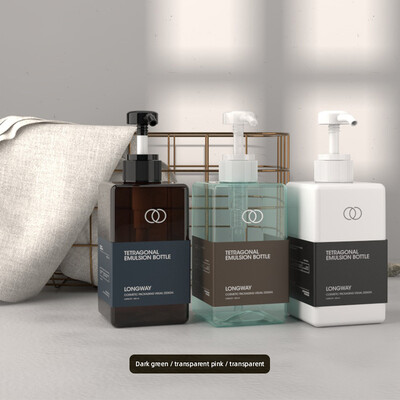 Бутилка с течен сапун Лосион Душ гел Кафяв Душ гел за баня Бутилка за многократно пълнене Шампоан Балсам Лосион Дозатор за преса