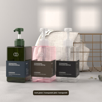 Бутилка с течен сапун Лосион Душ гел Кафяв Душ гел за баня Бутилка за многократно пълнене Шампоан Балсам Лосион Дозатор за преса