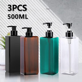500ml 3ks štvorcový dávkovač mydla, štvorcový, znovu naplniteľný, kúpeľňový šampón, sprchový gél, umývanie rúk, tekutý kontajner, viacfarebný