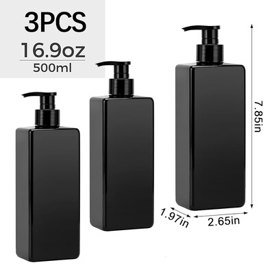 500ml 3ks štvorcový dávkovač mydla, štvorcový, znovu naplniteľný, kúpeľňový šampón, sprchový gél, umývanie rúk, tekutý kontajner, viacfarebný