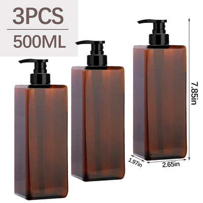 500ml 3ks štvorcový dávkovač mydla, štvorcový, znovu naplniteľný, kúpeľňový šampón, sprchový gél, umývanie rúk, tekutý kontajner, viacfarebný