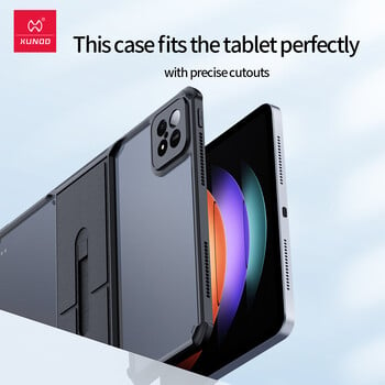 Xundd за Xiaomi Pad 6S Pro 12.4 Калъф за Pad 6 Pro Удароустойчив защитен калъф Калъф за таблет Прозрачен капак с държач за стойка