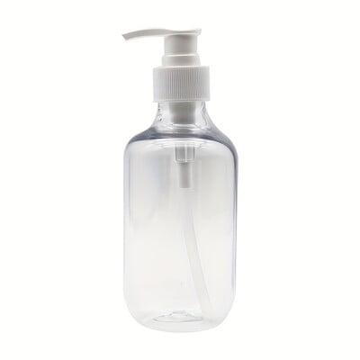 1db műanyag flakon 300ml műanyag samponos flakon kerek váll barna átlátszó tusfürdő kézfertőtlenítő habpalack