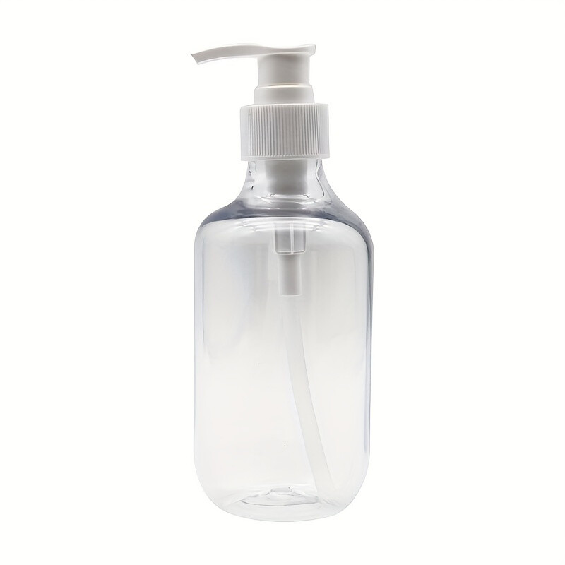 1db műanyag flakon 300ml műanyag samponos flakon kerek váll barna átlátszó tusfürdő kézfertőtlenítő habpalack