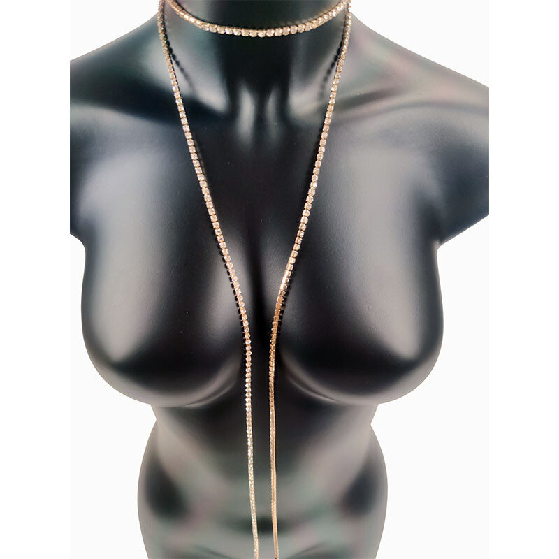 Lanț de piept sexy Bijuterii pentru corp Bikini Lanțuri pentru burtă pentru femei Talie fată Moda plajă petrecere de lux Colier lung Stiluri cadou Goth