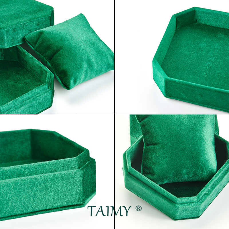 Prabangus kvadratinis aksominis logotipas apyrankės papuošalų laikrodžių dovanų dėžutės su pagalvės vidiniu papuošalų pakuotės dėklu