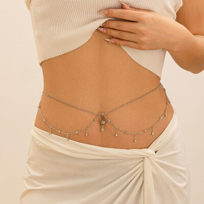 Ingemark Minimalism cu mai multe straturi Lanț pentru burtă pentru talie pentru femei Bikini de vară Goth Piercing pentru buric unghii Bijuterii pentru corp Accesorii pentru festival